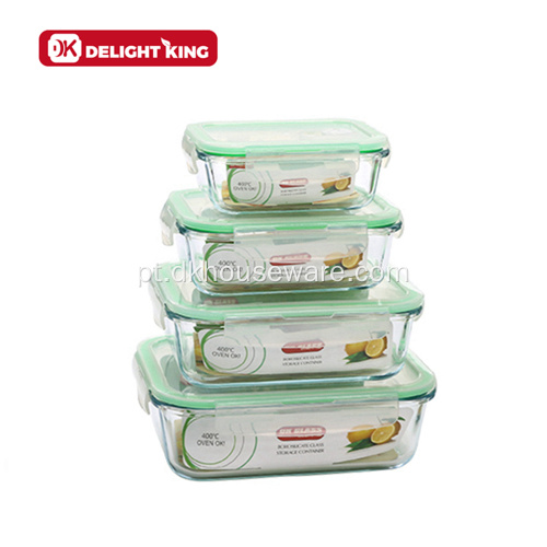 Conjunto de recipientes de vidro para alimentos com ventilação de pressão